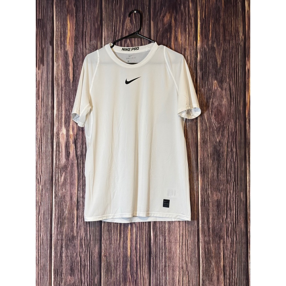 Nike Shirt Mens L White Pro Dri-FIT Athletic Training Short Sleeve Tee 838093